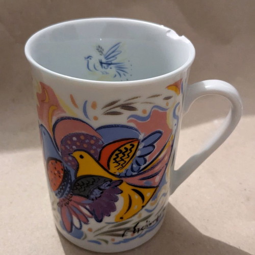Manios porcelain mug used with painting by G. Stathopoulos