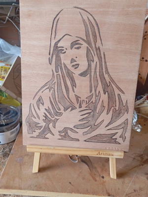Handmade pyrography on wood, new