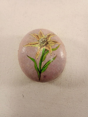Painted stone with narcissus flower theme, 5cm, made to order