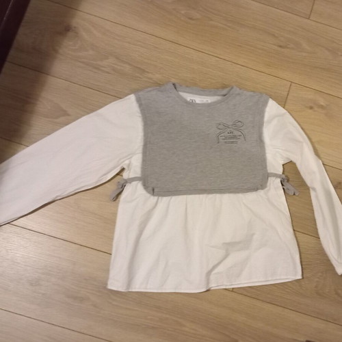 Zara blouse size 152 like new, white and grey