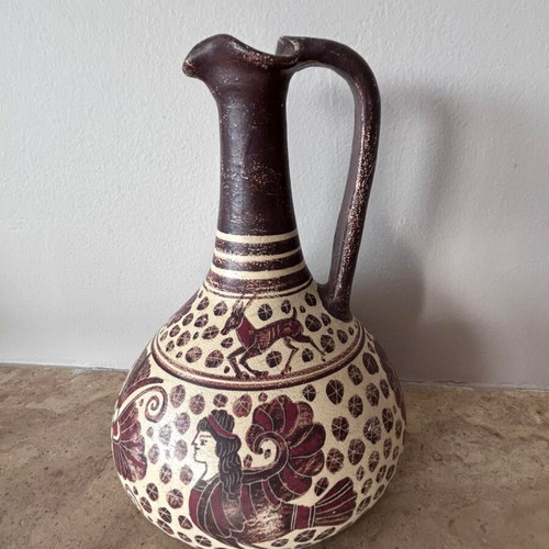 Ceramic Corinthian vase replica, 18cm height