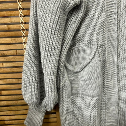 Made in Italy Grey Long Knit Cardigan with Pockets