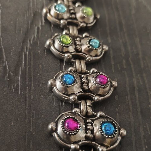 Vintage Minion Bracelet 925 Silver with Multicolored Semi-Precious Stones new