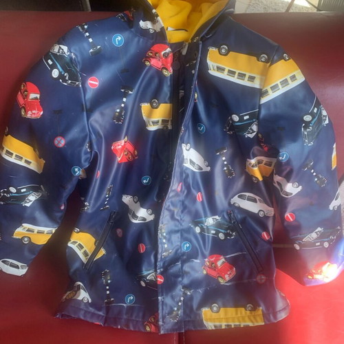 Boboli waterproof jacket with yellow fleece lining, like new, blue, size 140 cm