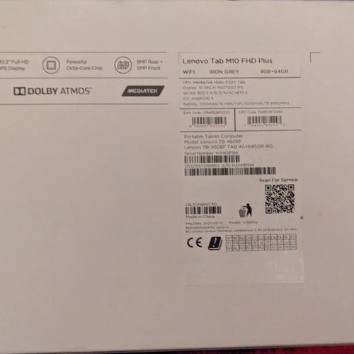 Lenovo Tab M10 FHD Plus 10.3" 4GB/64GB tablet used with keyboard case