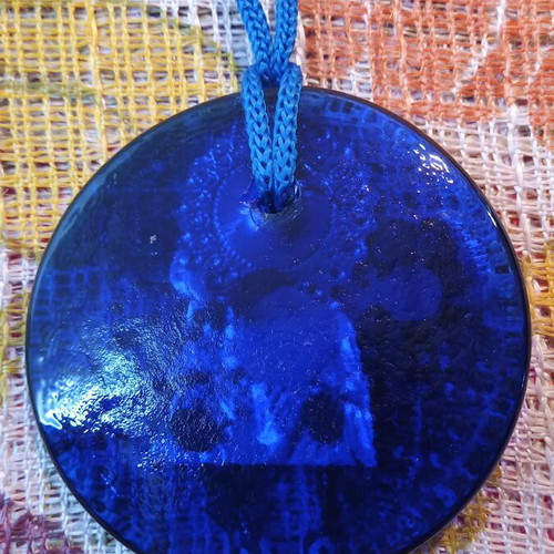 Glass Tinos Virgin Mary good luck charm