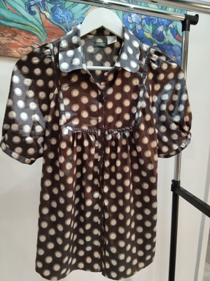 La Redoute polka dot brown women's blouse size M like new
