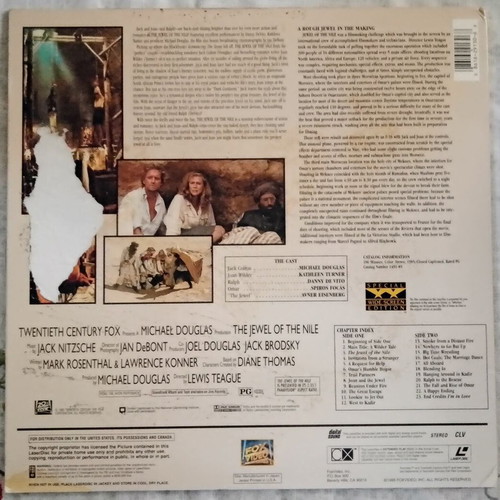 The Jewel of the Nile LaserDisc used, action