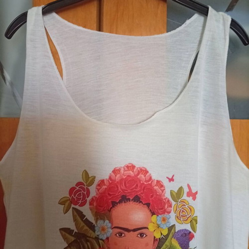 Frida Kahlo Tank Top like new, white, medium, racerback