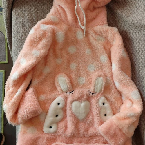 Fleece pajamas pink with bunny design like new, small