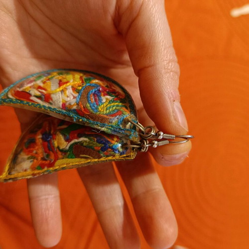 Handmade hanging earrings like new with laminated threads
