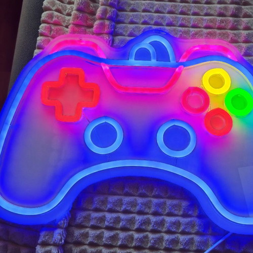 LED Neon Game Controller RGB Lamp like new, gamer wall light