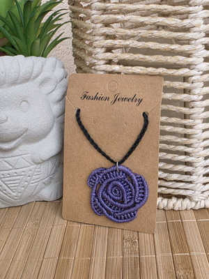 Macrame necklace Rose new, purple