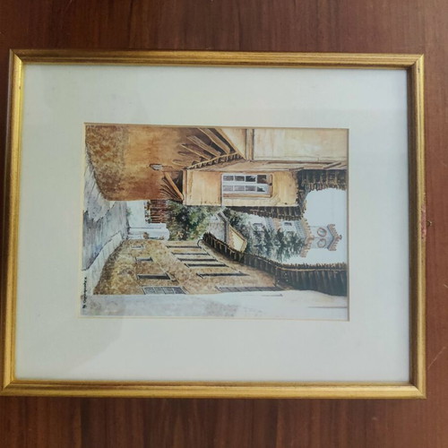 Watercolors by H. Christodoulidis, pack of 4, like new, framed