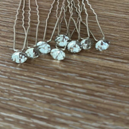 Hairpins with rhinestones like new, set of 8 silver
