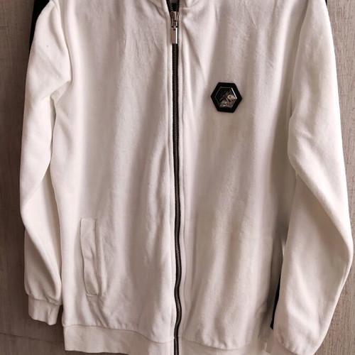 Vinyl velvet cardigan new, white, size Large