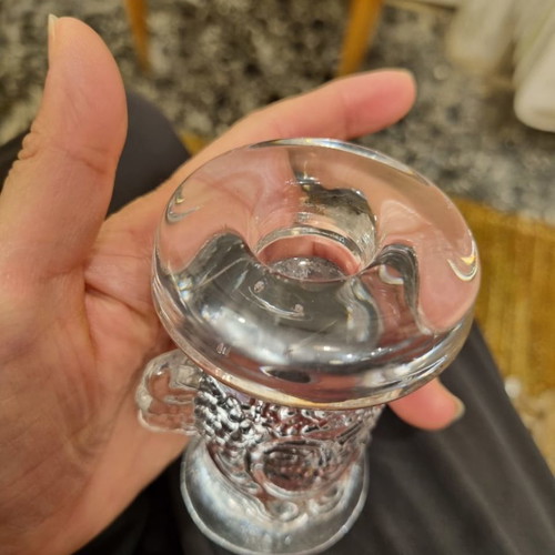 Crystal angel figurine and candle holder Bertil Vallien Kosta Boda used