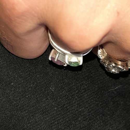 Silver ring 925 with fluorite gemstones, like new