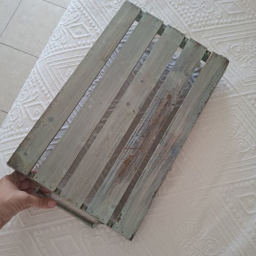 Wooden vintage tray shabby chic dusty mint handmade