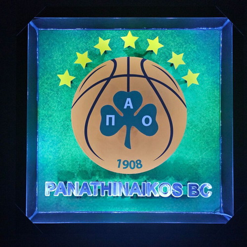 Handmade Panathinaikos BC lighted frame new