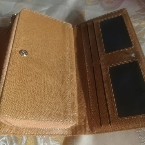 Cork Wallet like new, beige and brown with multiple compartments