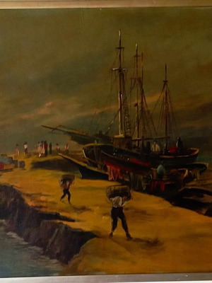 Oil painting Al. Dialetis Araxovoli in Crete used