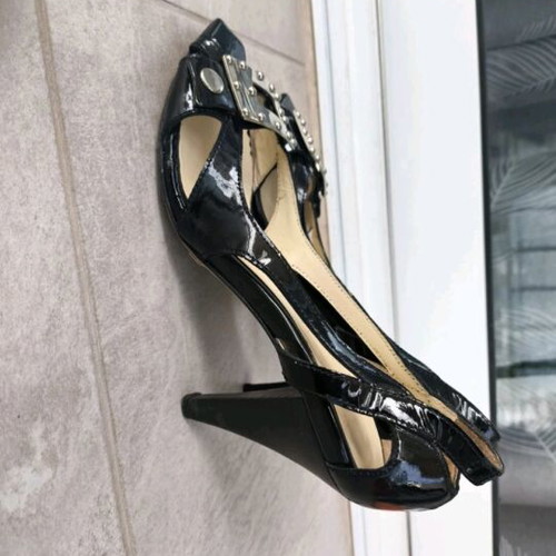Mac Collection leather patent sandals used, size 37, black