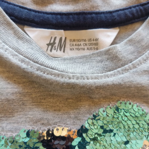 H&M T-shirt with reversible sequins, dinosaur design