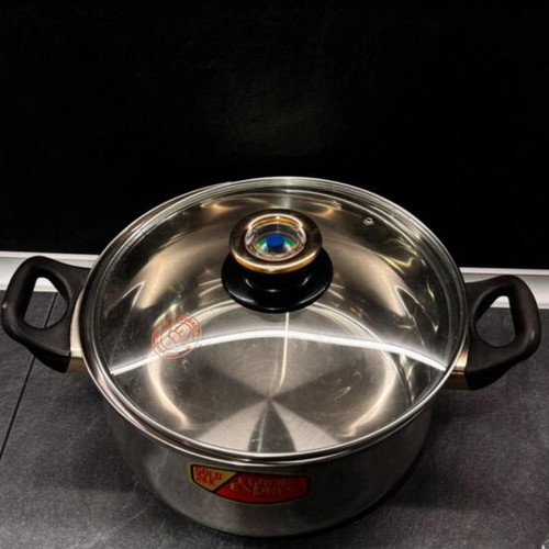 Europa Express Gold 24K Stainless Steel Pot with Glass Lid new