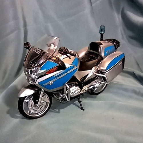 BMW Polizei Metal Motorcycle Miniature used, 17cm scale model