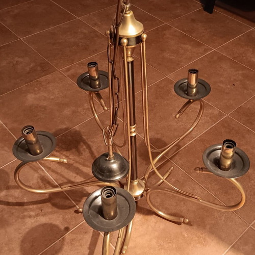 Vintage metal ceiling chandelier used with 5 lamp holders