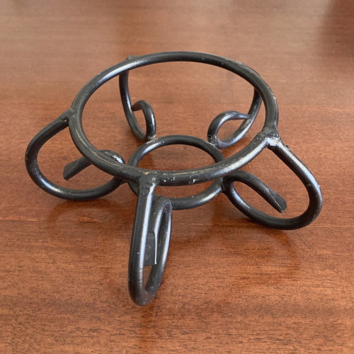 Handcrafted black wrought iron 5-leg plant stand