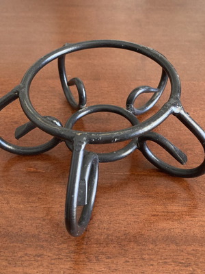 Handcrafted black wrought iron 5-leg plant stand