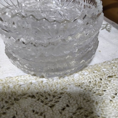 Antique crystal dessert plates from the 1950s, set of 4