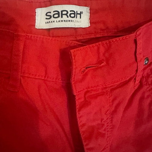 Sarah Lawrence red women's straight-leg pants