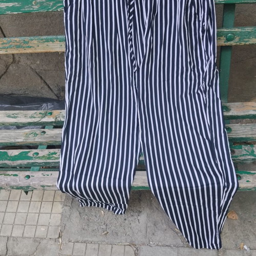 Καλοκαιρινό βαμβακερό γυναικείο παντελόνι νέο, κάθετες ρίγες, μέγεθος XXL