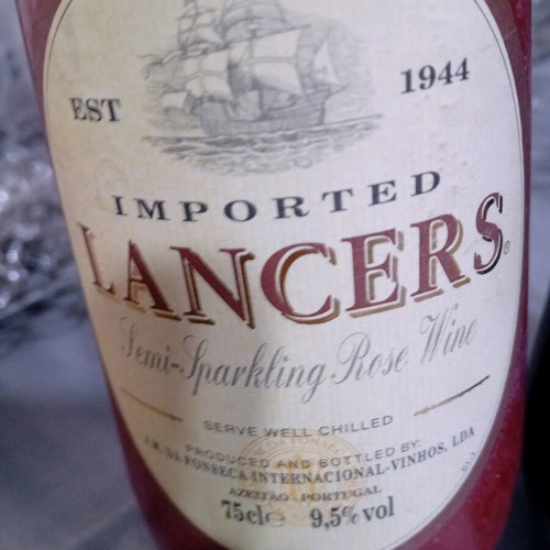 Lancers 2002 wine bottles new, semi sparkling white and rose