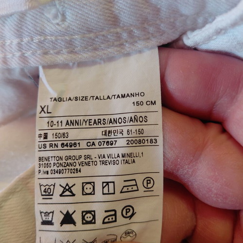Benetton Bermuda shorts new for 10-11 years old, white, size 152 cm
