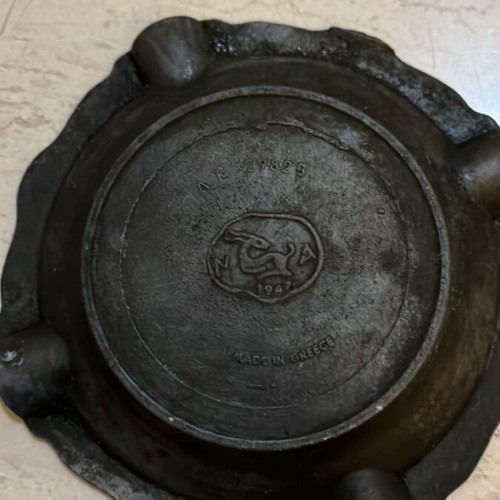 Bronze ashtray used, souvenir from Knossos