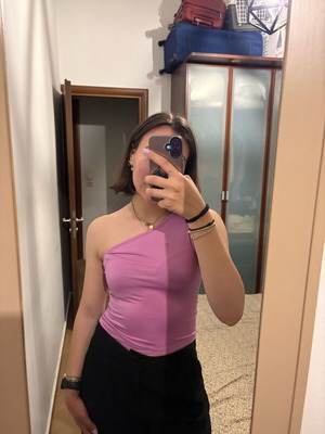 Pink Woman pink one-shoulder blouse used size M