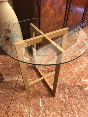 Vintage Neoset glass top coffee table with metal base