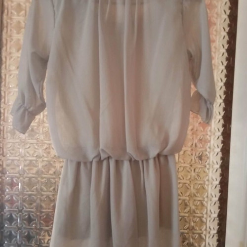 EFDI blouse size XL like new, silk chiffon tunic in beige-gray
