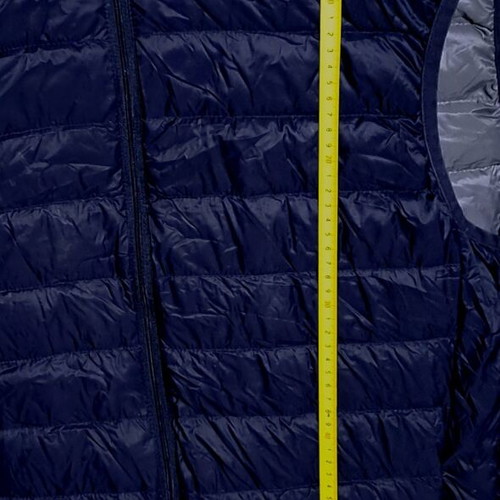 Benetton size Large (54) men's puffer down vest jacket used, blue-grey