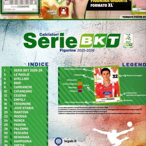 Panini Serie BKT Calciatori 2025-2026 new sticker album