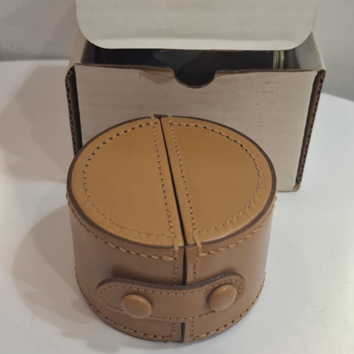 Cylindrical leather vintage travel case by Giorgio Pizzitutti new