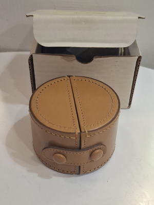 Cylindrical leather vintage travel case by Giorgio Pizzitutti new