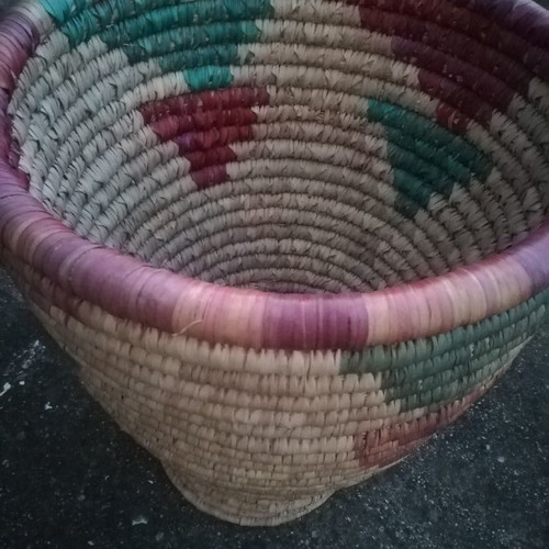 Large basket with lid used, height 58 cm diameter 50 cm