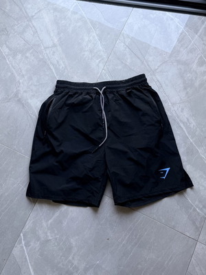 Gymshark ONYX 2 in 1 shorts with elastic tights, black and blue, XL