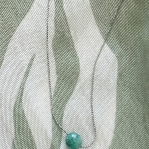 Necklace stainless steel with small turquoise stone like new