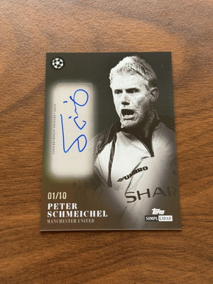Peter Schmeichel /10 αυτόγραφο κάρτα Manchester United Topps Simplicidad